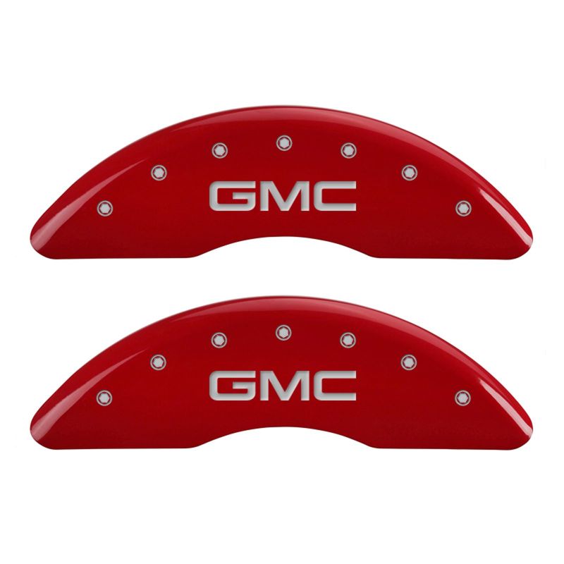 MGP 4 Caliper Covers Engraved Front & Rear GMC Red finish silver ch thumbnail 4