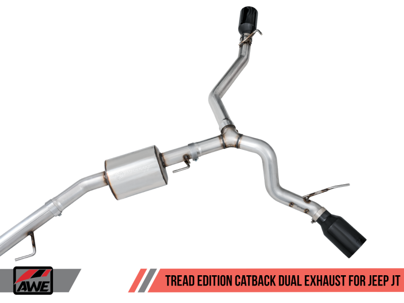 AWE Tuning 20-21 Jeep Gladiator JT 3.6L Tread Edition Cat-Back Dual Exhaust - Diamond Black Tip thumbnail 8