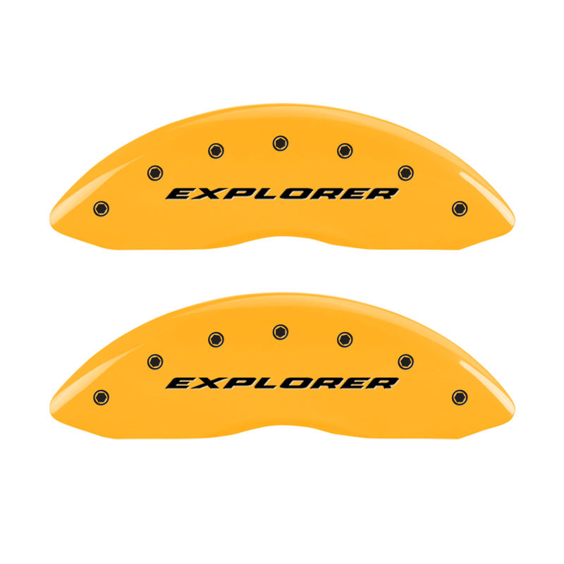 MGP 4 Caliper Covers Engraved Front & Rear Explorer Yellow finish black ch thumbnail 7