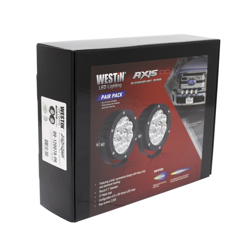 Westin Axis LED Auxiliary Light 4.75 inch Round Spot w/3W Osram (Set of 2) - Black thumbnail 6
