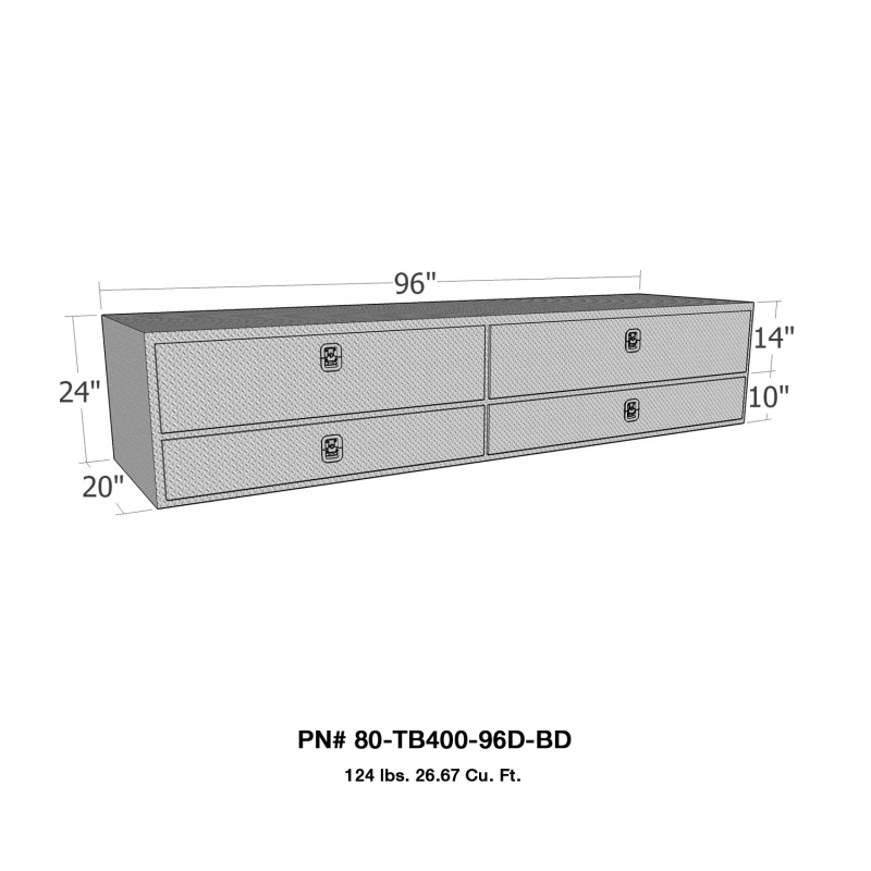 Westin/Brute High Cap 96in Stake Bed Contractor TopSider w/ Bottom Drawers - Aluminum thumbnail 6
