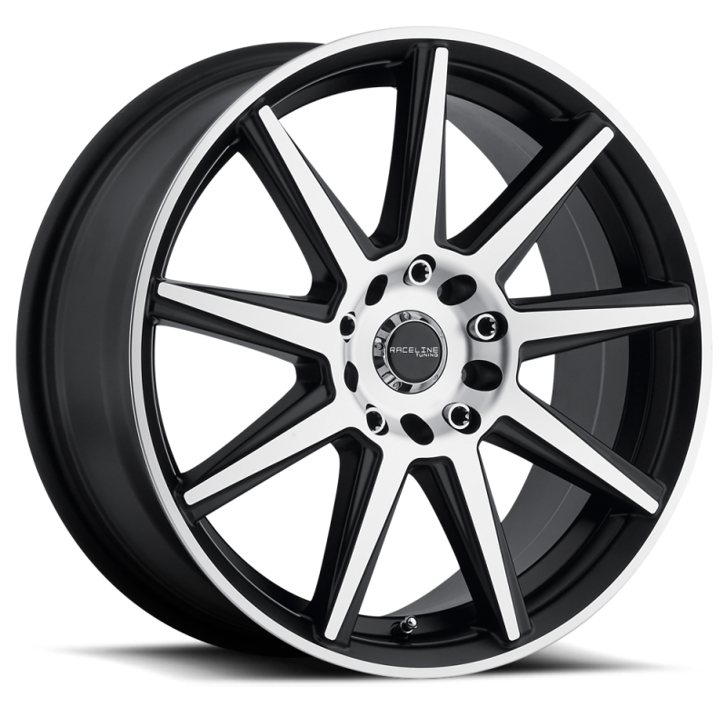 Raceline 144M Storm 17x7.5in / 5x100/5x114.3 BP / 40mm Offset / 72.62mm Bore- Black & Machined Wheel thumbnail 2