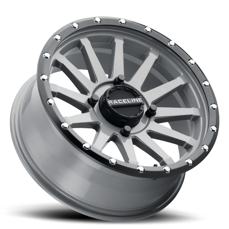 Raceline A95SG Trophy 14x7in / 4x110 BP / 10mm Offset / 83.8mm Bore - Grey & Black Lip Wheel thumbnail 4