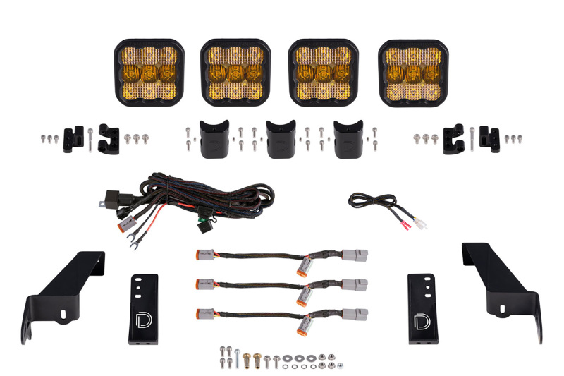 Diode Dynamics Jeep JL SS5 4-Pod CrossLink Grille Lightbar Kit Pro - Yellow Combo thumbnail 2