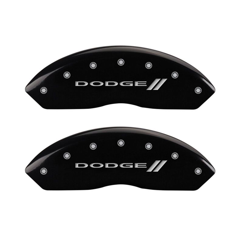 MGP 4 Caliper Covers Engraved Front & Rear With stripes/Dodge Black finish silver ch thumbnail 7