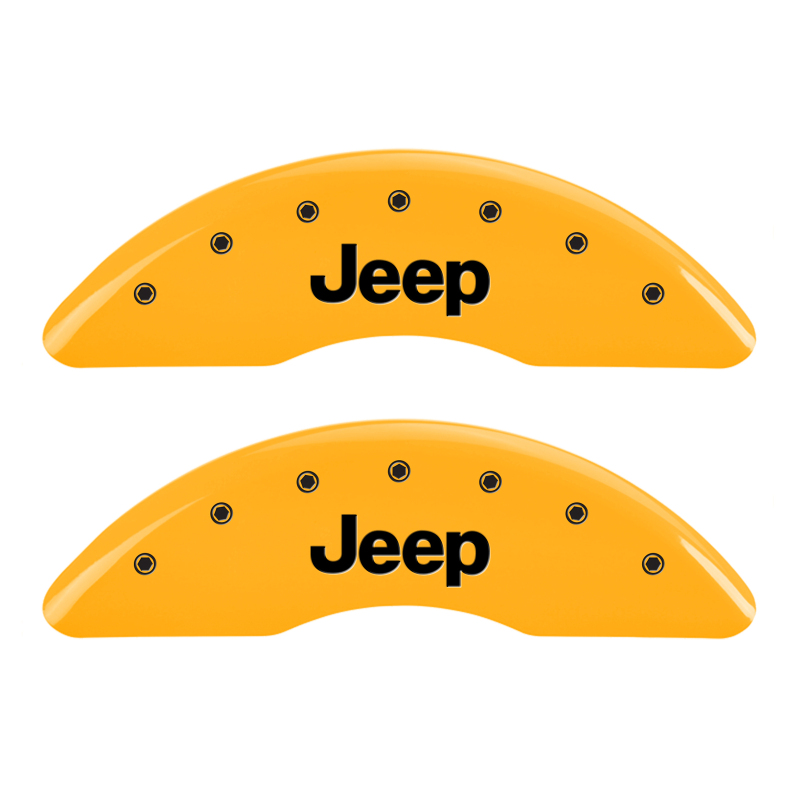 MGP 4 Caliper Covers Engraved Front & Rear JEEP Yellow finish black ch thumbnail 5