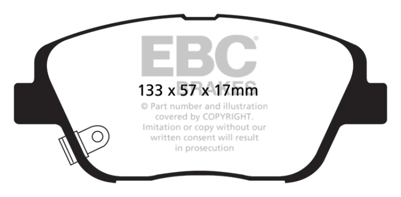 EBC 10-14 Hyundai Sonata 2.0 Turbo Ultimax2 Front Brake Pads thumbnail 6