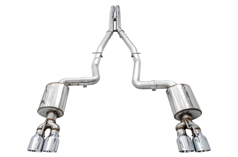 AWE Tuning 2015+ Dodge Challenger 6.4L/6.2L Non-Resonated Touring Edition Exhaust - Quad Silver Tips thumbnail 2