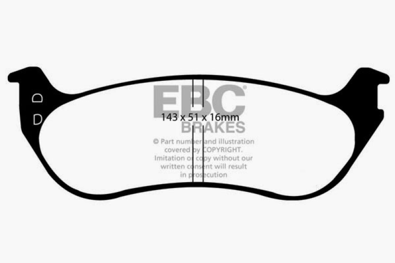 EBC 06-10 Ford Explorer 4.0 2WD Yellowstuff Rear Brake Pads thumbnail 5