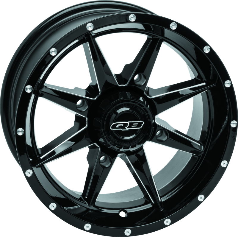 Quadboss Slicer Gloss Black Machined Wheels 14x7 SLICER 14X7 4/110 5+2 thumbnail 3