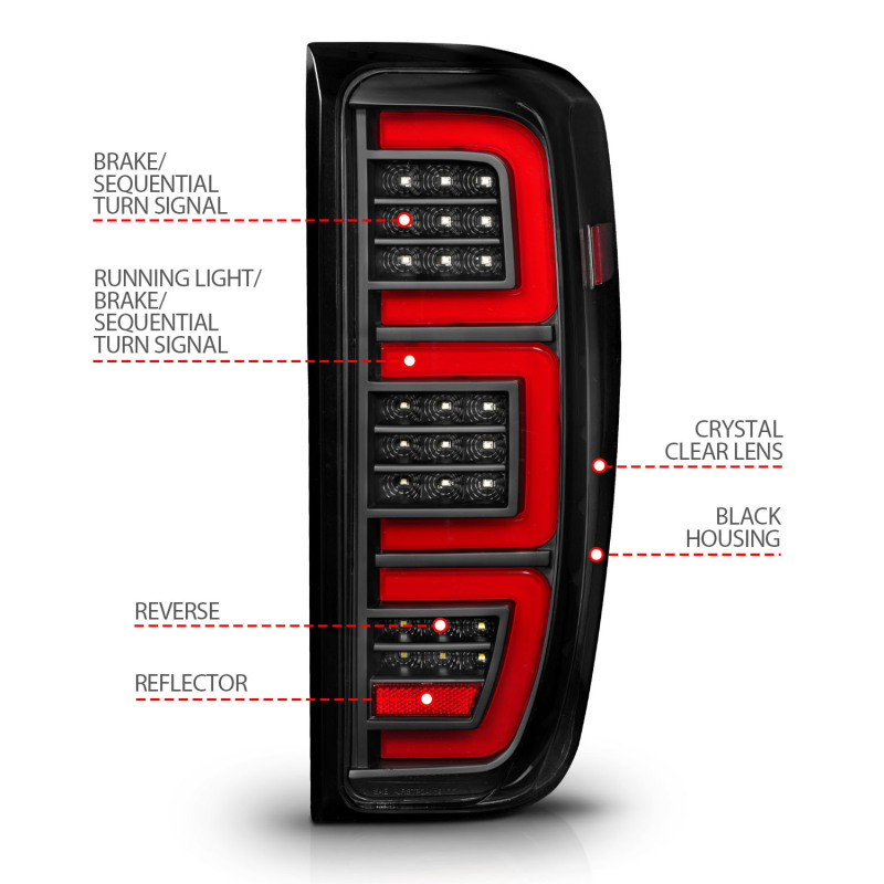 ANZO 19-23 GMC Sierra 1500/2500HD/3500HD Black Replacement Full LED Bar Tail Light thumbnail 8