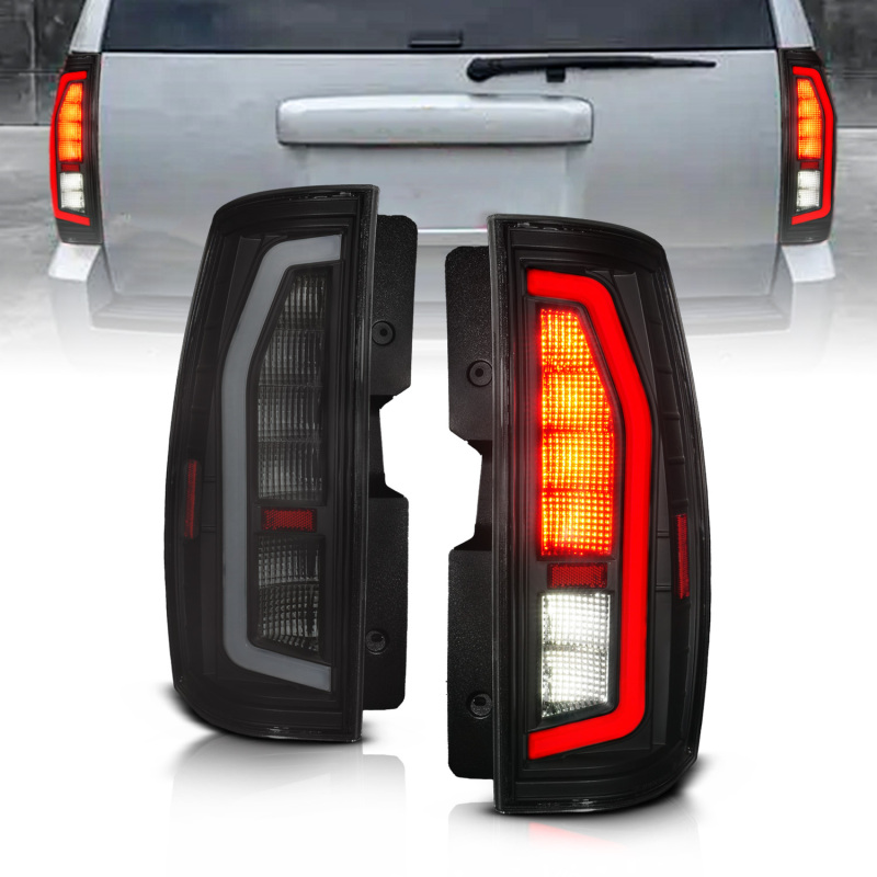 Anzo 07-14 Chevrolet Suburban / 07-14 GMC Yukon Black Full LED Tail Light Plank Style w/ Smoke Lens