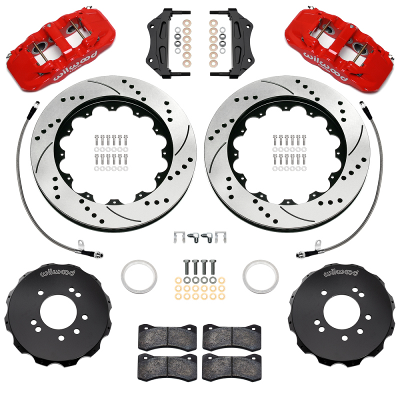 Wilwood 99-02 Nissan Skyline Aerolite 6R Front BBK w/ 14.00in D/S Rotors & Flexlines - Red