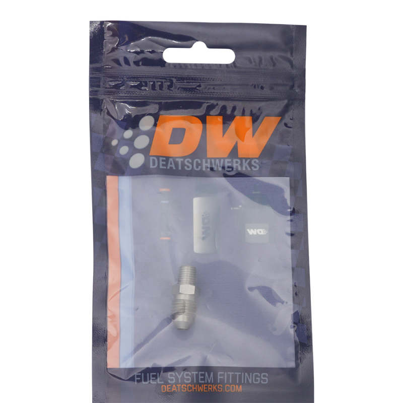 DeatschWerks 4AN Male Flare to 1/16in NPT Male - Anodized Stainless Steel thumbnail 3