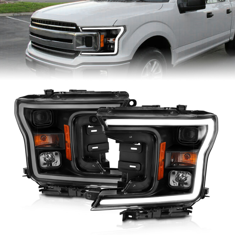 ANZO 2018-2019 Ford F-150 Projector Plank Style H.L. Black Amber (Without Switchback) thumbnail 7