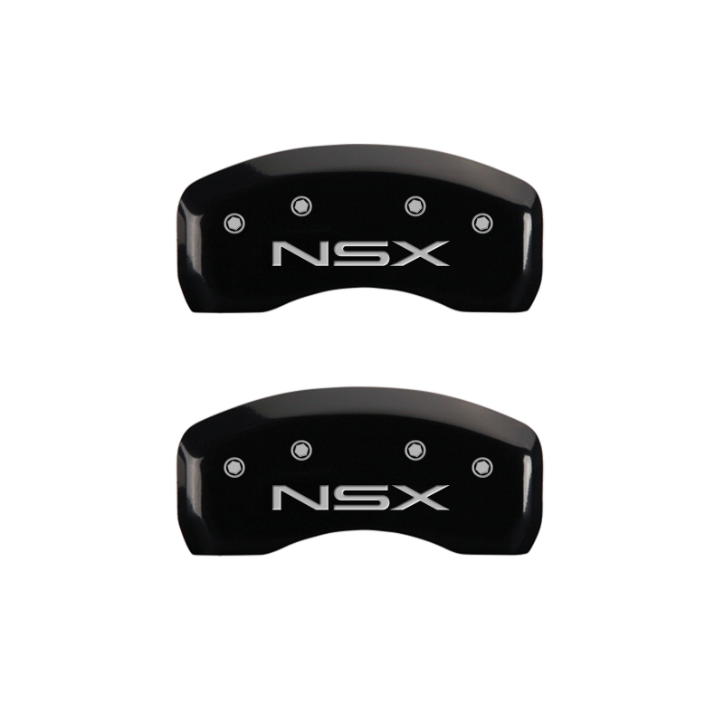 MGP 4 Caliper Covers Engraved Front Acura Engraved Rear NSX Black finish silver ch thumbnail 6