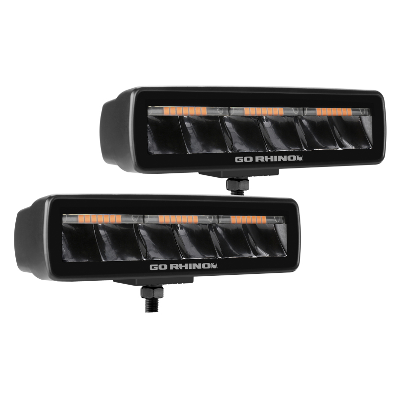 Go Rhino Xplor Blackout Combo Series Sixline LED Spot Lights w/Amber (Surface Mount) - Blk (Pair) thumbnail 5