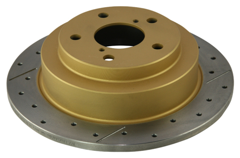 DBA Street Series X-Gold Disc Brake Rotors DBA644X Rotor, Cross-Drilled, Slotted, X-Gold, Uni-Directional, Subaru, Rear, Each thumbnail 8