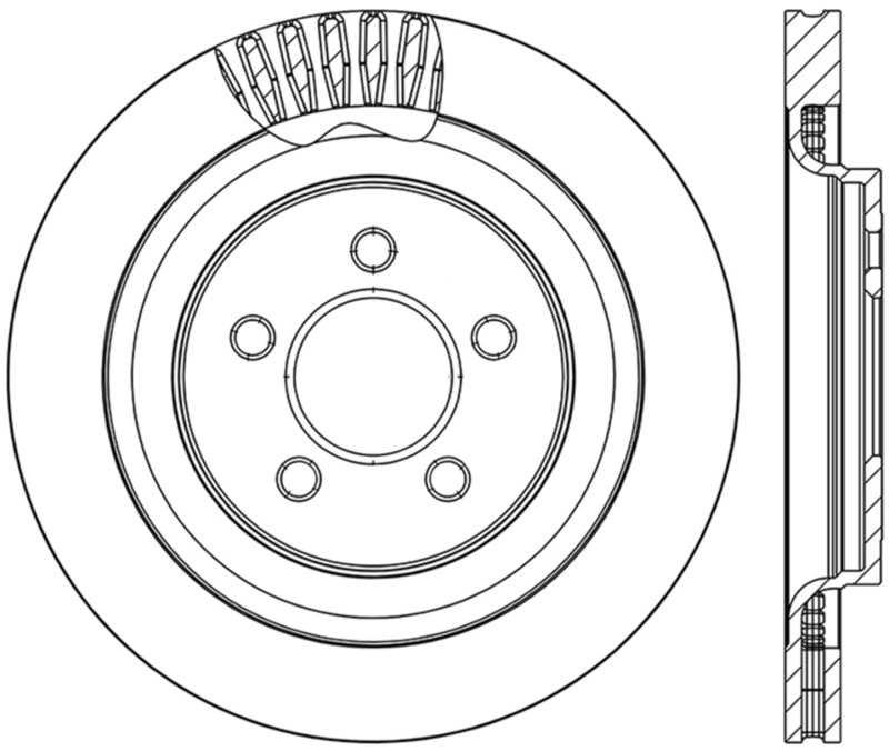 StopTech 2015 Ford Mustang GT w/ Brembo Brakes Left Rear Slotted Brake Rotor thumbnail 2