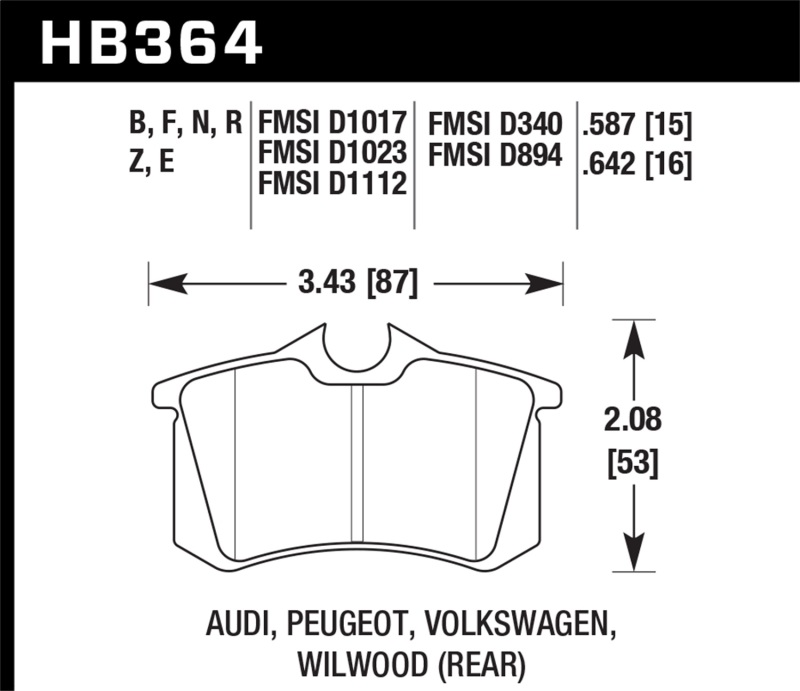 Hawk 89-92 VW Golf GTi / GLS Turbo/ GLX ( VR6) / 1.8 Turbo / VR6 / 00-06 Audi TT HPS Street Rear Bra thumbnail 5