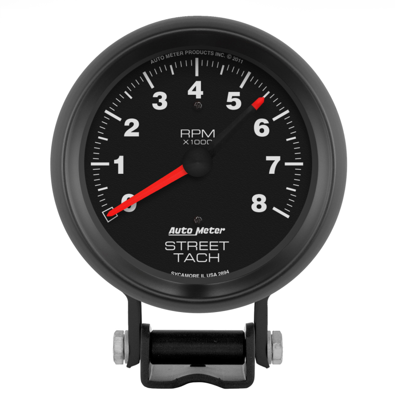 Autometer Z-Series 3-3/4in 8K RPM Pedestal w/ Red Line Tachometer Gauge thumbnail 3