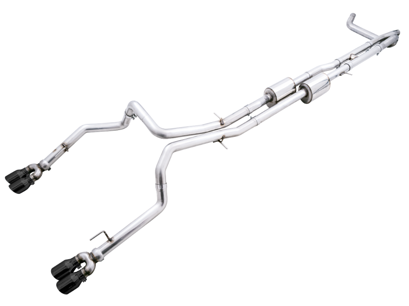 AWE Tuning 4th Gen GM 1500 6.2L 0FG Cat-Back Split Rear Exit (w/ Bumper Cutouts) - Quad Diamond Tips thumbnail 3