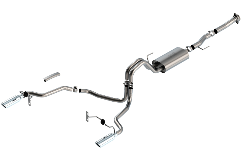 Borla F-150 2021 5.0L 2dr RC SB (122.8 WB) XL/XLT 3/2.25 SRE Cat-Back S-Type Chrome Tips thumbnail 2