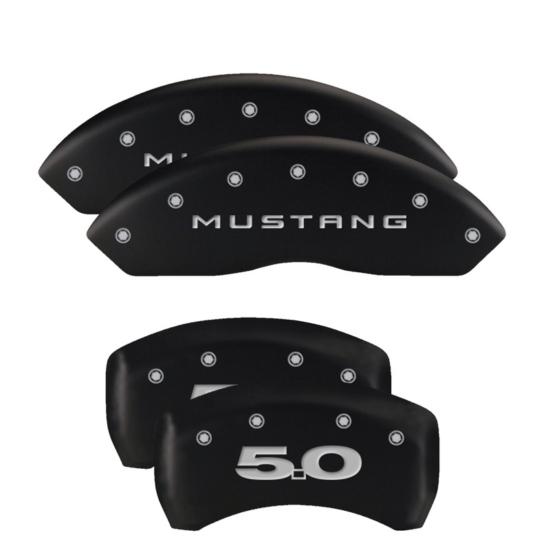 MGP 4 Caliper Covers Engraved Front 2015/Mustang Engraved Rear 2015/Bar & Pony Black fnsh silver ch thumbnail 6