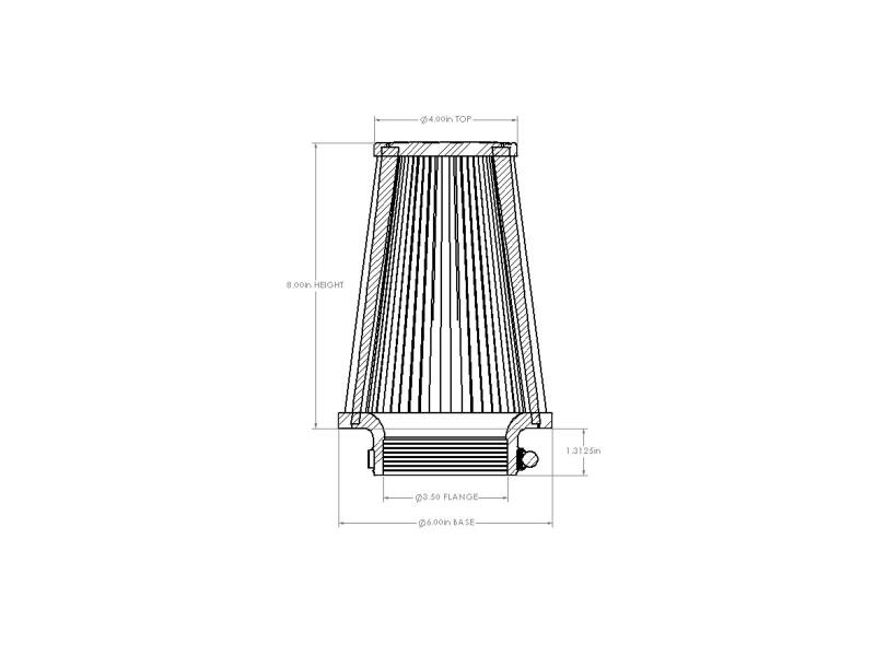 aFe POWER Universal Clamp-On Air Filter w/ D2 Dura-Dry Media - 3-1/2in F x 6in B x 4in T x 8in H thumbnail 5