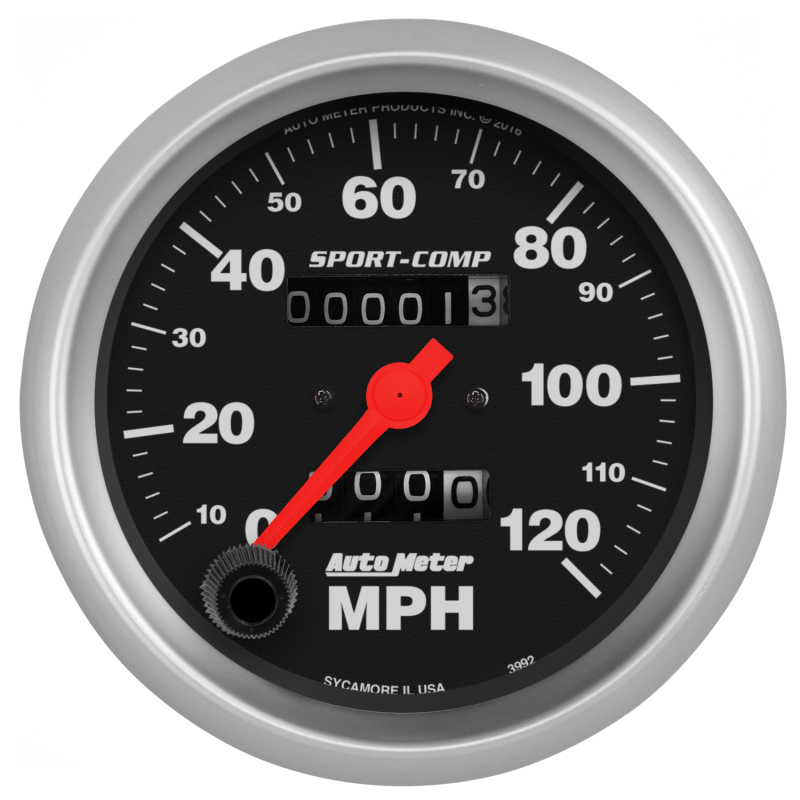 Autometer Sport-Comp 3-3/8 inch 120 MPH Mechanical Speedometer thumbnail 4