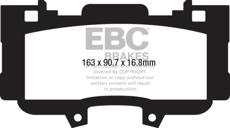 EBC 15+ Ford Mustang 2.3 Turbo Performance Pkg Yellowstuff Front Brake Pads thumbnail 6
