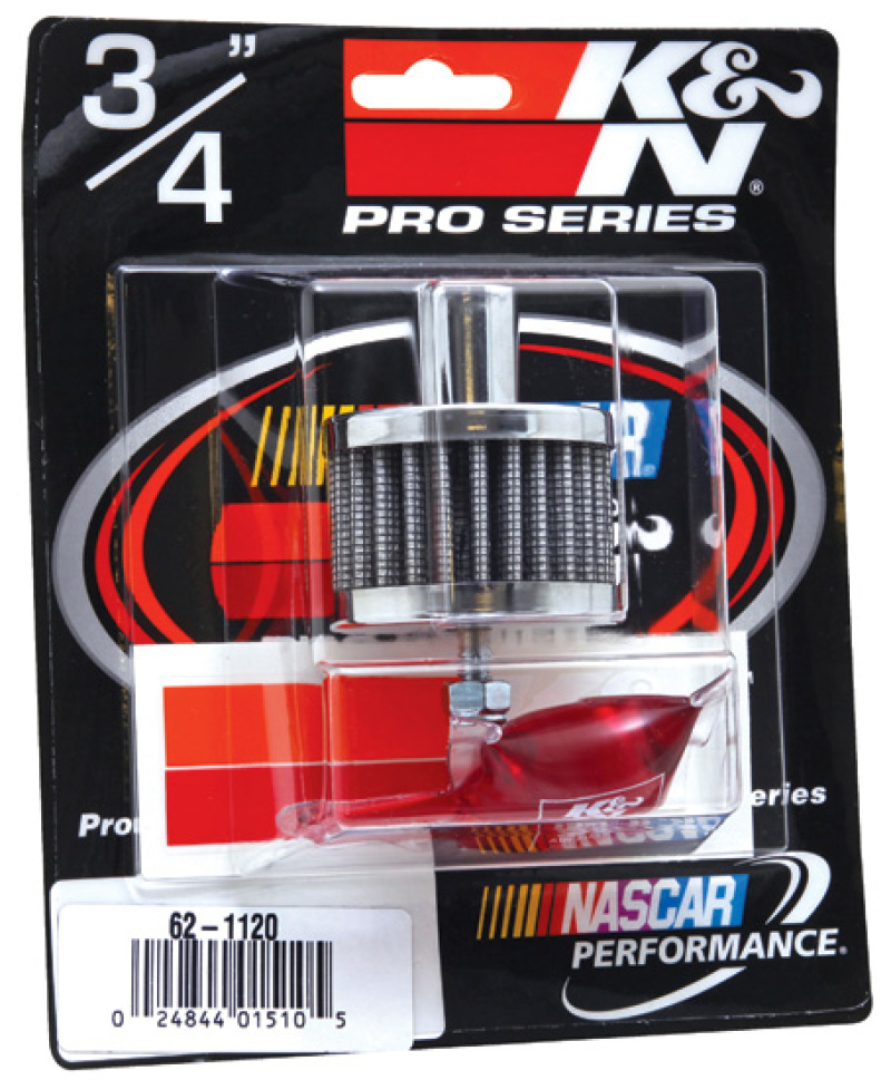 K&N Steel Base Chrome Top Crankcase Vent Filter 3/4in OD Vent / 2in OD / 1-1/2in H Stud Mount thumbnail 3