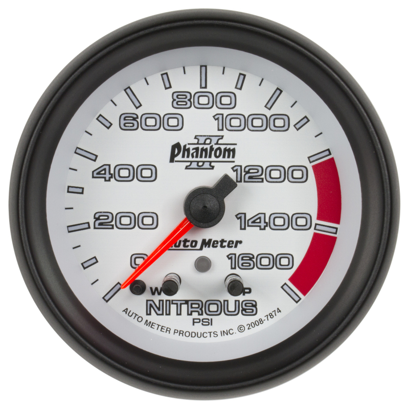 Autometer Phantom II Nitrous Pressure 2 5/8in 1600 psi Stepper Motor Gauge with Peak and Warning thumbnail 5