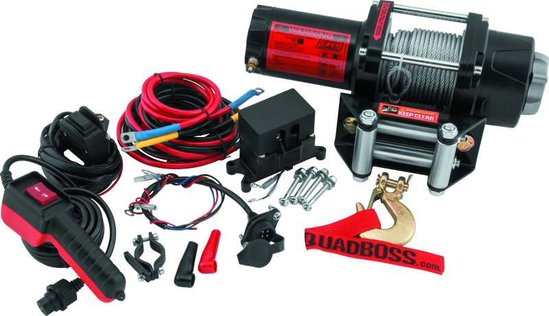 2,500 lbs. Quadboss Winch 608700 Winch, Electric, Pull Rating, Roller Fairlead, 39 ft. Steel Cable Length, Handlebar Remote, Kit thumbnail 3