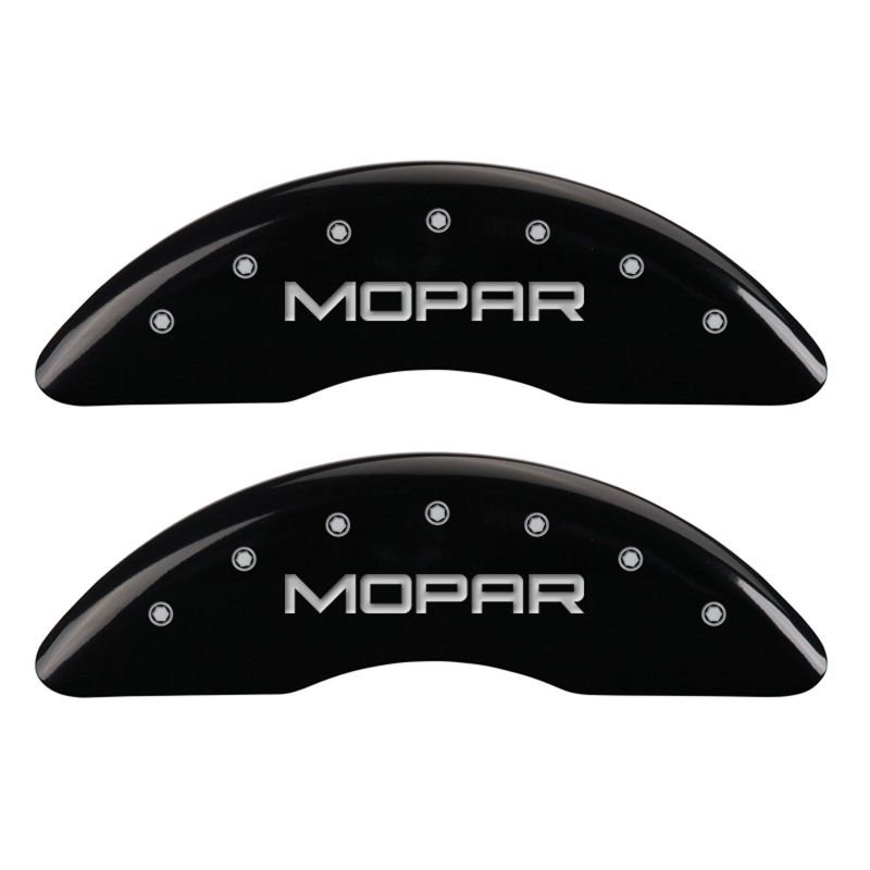 MGP 4 Caliper Covers Engraved Front & Rear MOPAR Black finish silver ch thumbnail 7