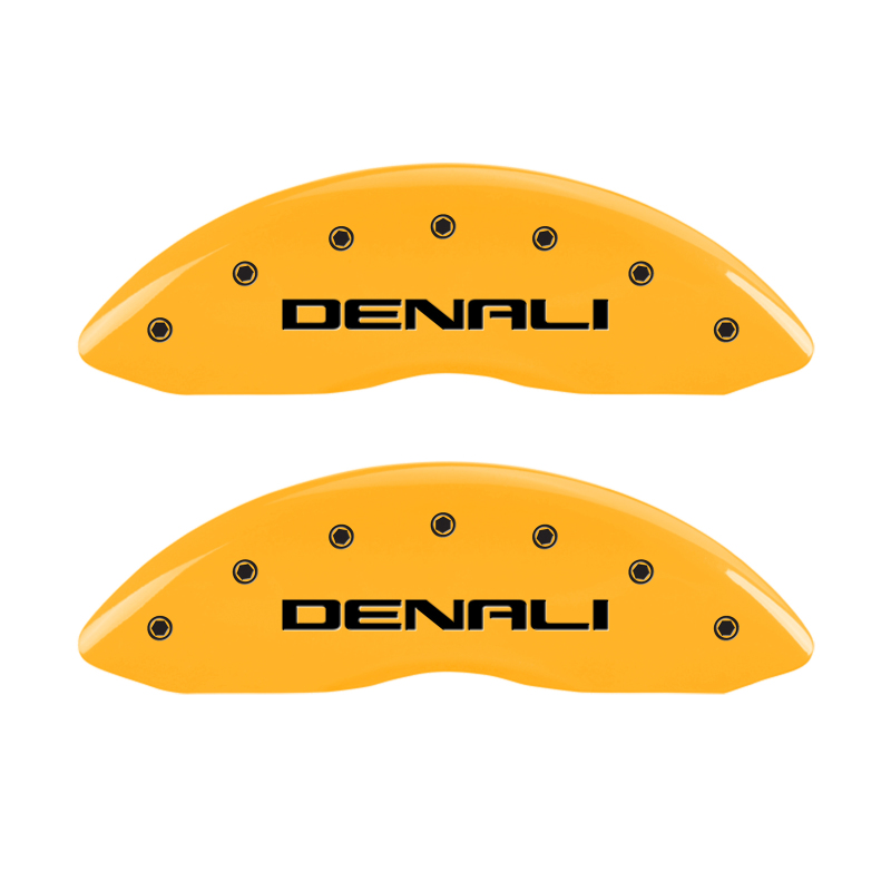 MGP 4 Caliper Covers Engraved Front & Rear Denali Yellow Finish Black Char 2003 GMC Safari thumbnail 5