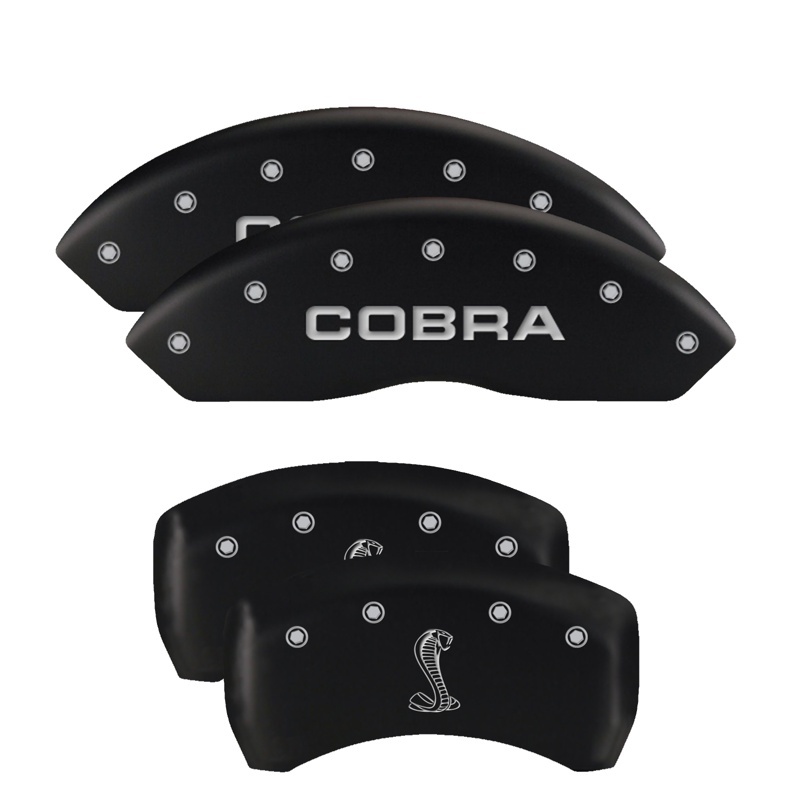 MGP 4 Caliper Covers Engraved Front Mustang Engraved Rear 50 Black finish silver ch thumbnail 4