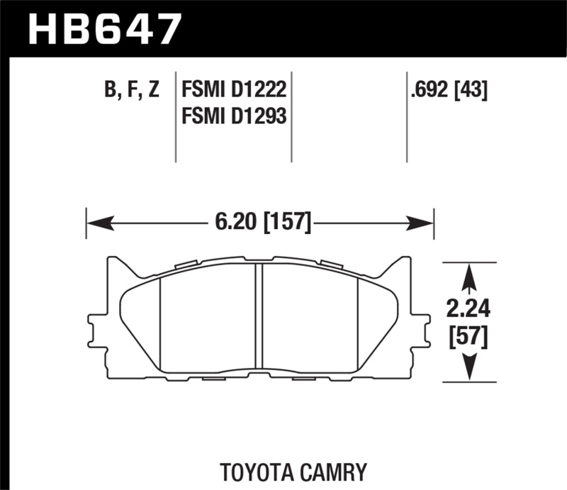 Hawk 2013-2014 Lexus ES300h HPS 5.0 Front Brake Pads thumbnail 4