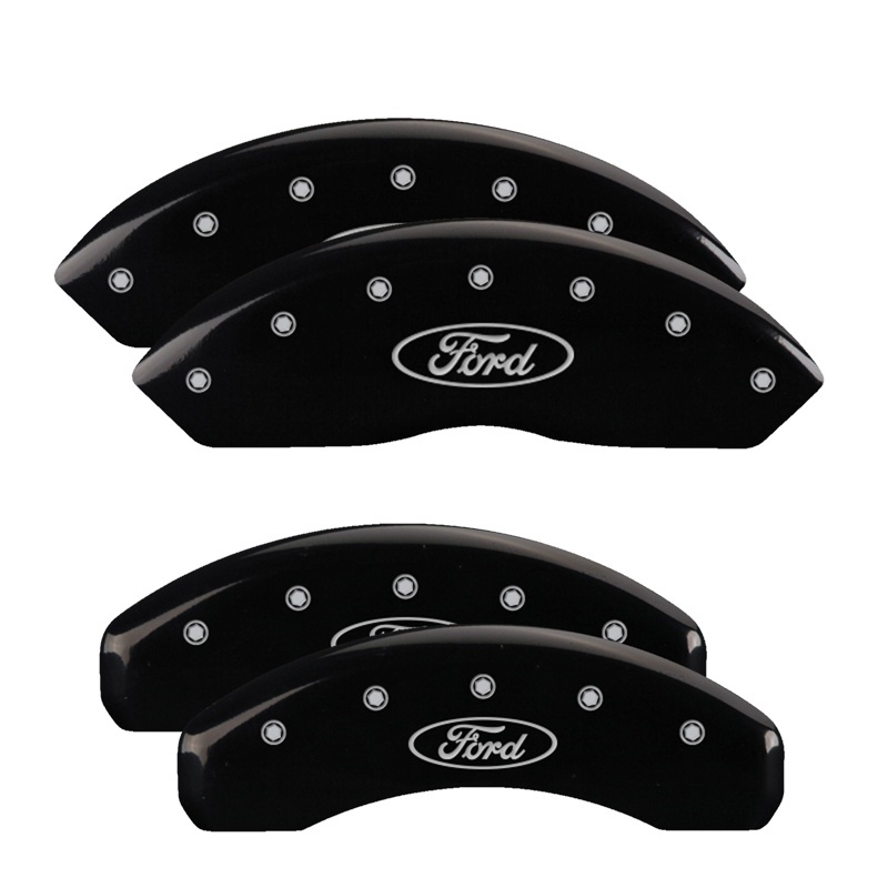 MGP 4 Caliper Covers Engraved Front & Rear Oval logo/Ford Black finish silver ch thumbnail 4