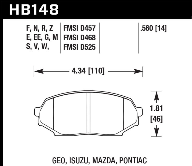 Hawk 89-93 Miata Blue 9012 Race Front Brake Pads D525 thumbnail 6