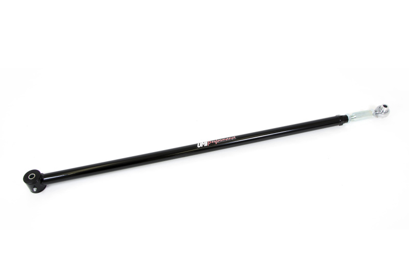 UMI tubular adjustable panhard bar improves rear stability and tire clearance.