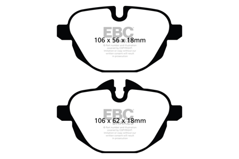 EBC 11+ BMW X3 2.0 Turbo (F25) Greenstuff Rear Brake Pads thumbnail 4