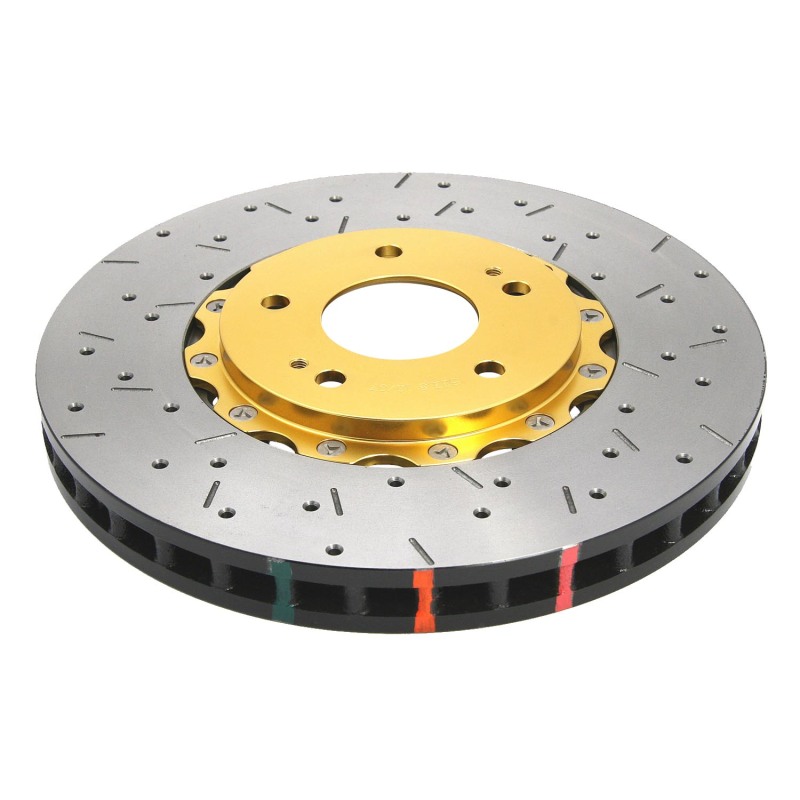 DBA HD Series 5000XS Brake Rotors DBA52650GLDXS-10 Rotor, 5000XS, Vented, Cross-Drilled and Slotted Surface, Iron, Gold Painted, Subaru, Front, Each thumbnail 3