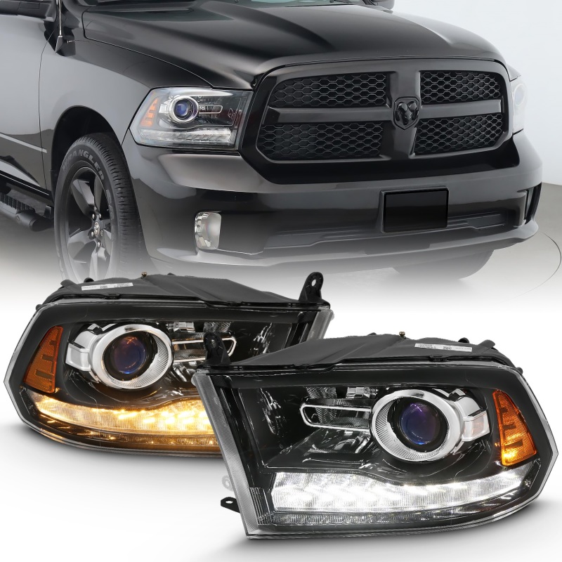 ANZO 2009-2018 Dodge Ram 1500 Projector Plank Style Switchback H.L Halo Black Amber (OE Style) thumbnail 8