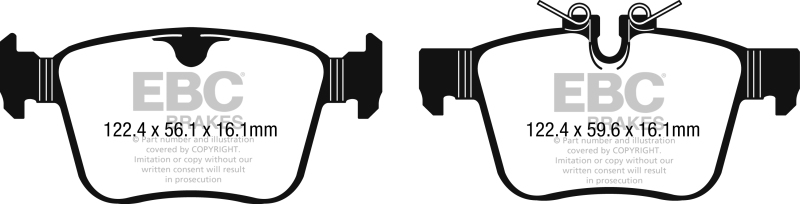 EBC 2016+ Jaguar F-Pace 2.0L TD (180) Greenstuff Rear Brake Pads thumbnail 3