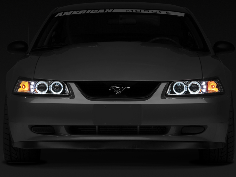 Raxiom 99-04 Ford Mustang Dual LED Halo Projector Headlights- Chrome Housing (Clear Lens) thumbnail 9