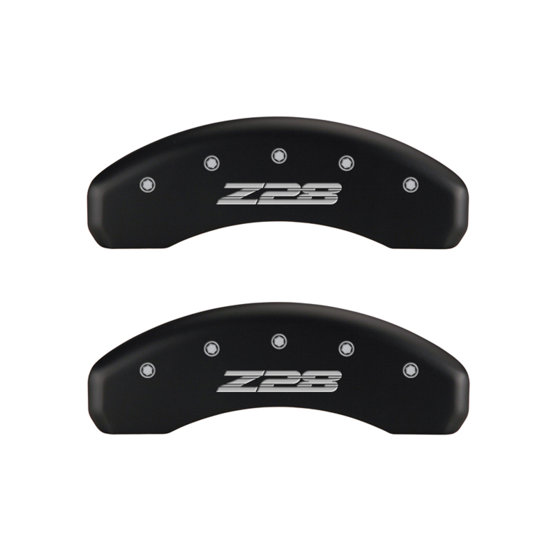 MGP 4 Caliper Covers Engraved Front Gen 5/Camaro Engraved Rear Gen 5/Z28 Red finish silver ch thumbnail 9