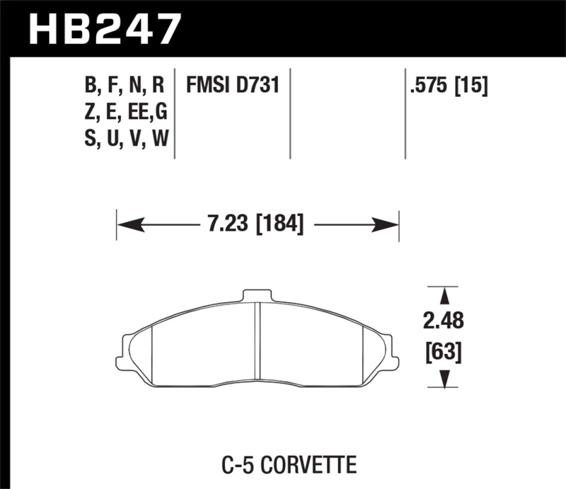 Hawk 97-13 Chevy Corvette Base/Z51 DTC-50 Front Brake Pads thumbnail 8