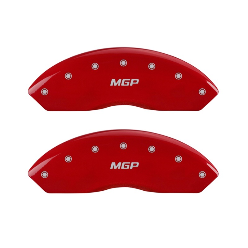 MGP Front set 2 Caliper Covers Engraved Front MGP Red finish silver ch thumbnail 2