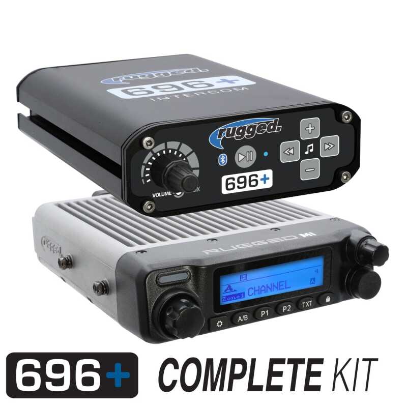 Rugged Radios 696 PLUS Complete Master Comm Kit with Intercom and 2-Way Radio M1 VHF Business Band